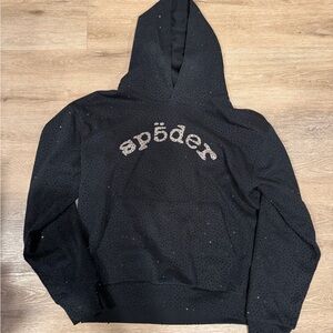 Black Spider Hoodie with Rhinestone Logo